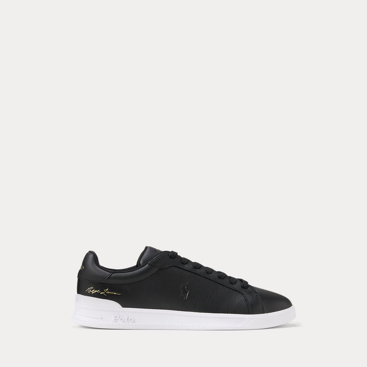 Ralph Lauren ανδρικό δερμάτινο sneaker Heritage Court II σε Μαύρο