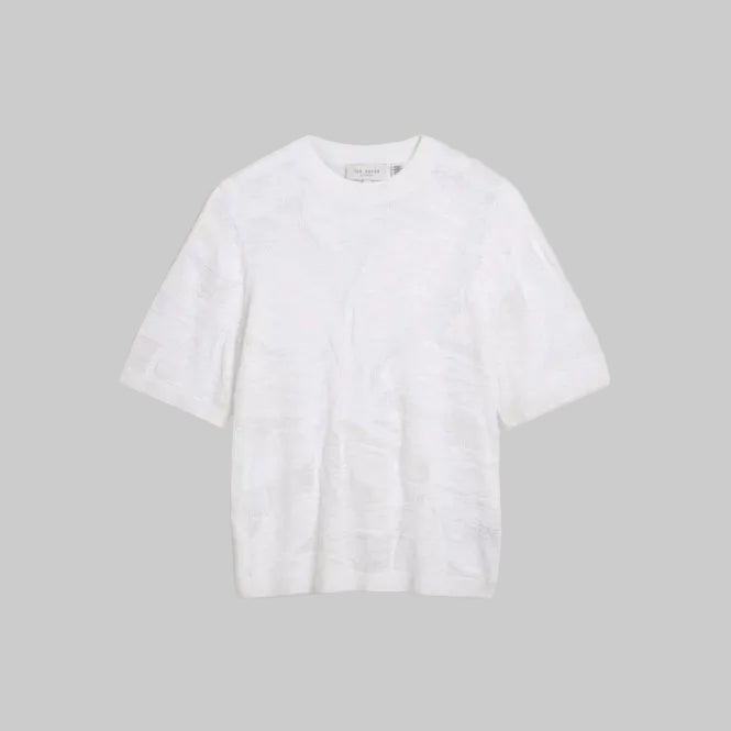 Ted Baker Zoraya Strick-T-Shirt | Elfenbein