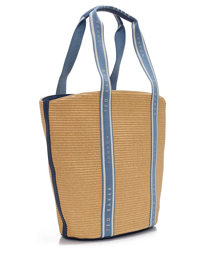 Μεγάλη τσάντα tote Ted Baker με λεπτομέρειες από ραφία | Μπλε
