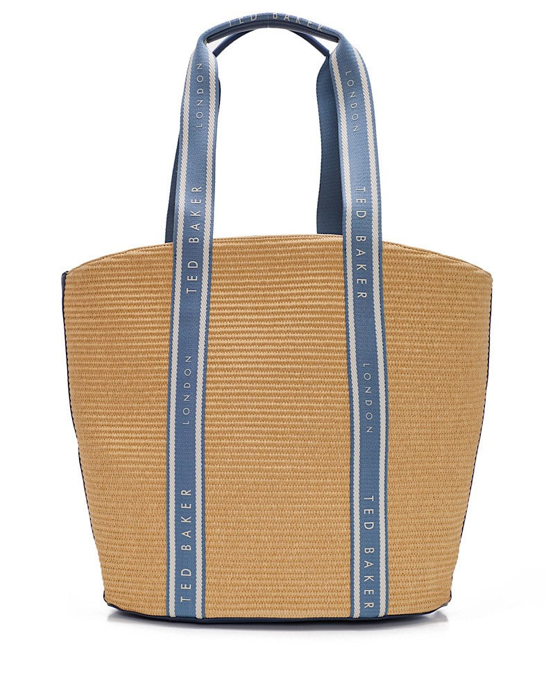 Μεγάλη τσάντα tote Ted Baker με λεπτομέρειες από ραφία | Μπλε