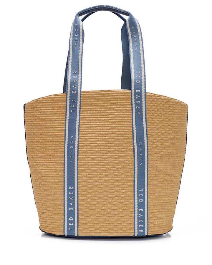 Μεγάλη τσάντα tote Ted Baker με λεπτομέρειες από ραφία | Μπλε