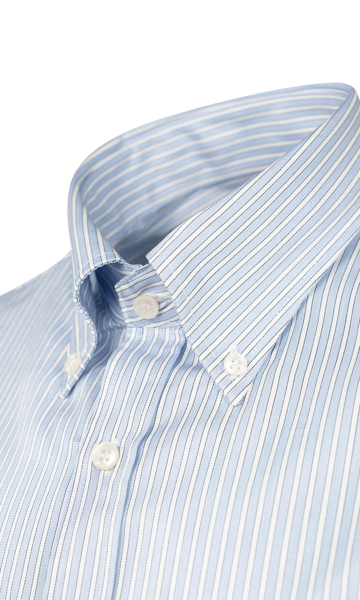 Paul &amp; Shark Cotton Stripe Twill Button Down Shirt | Blue/White