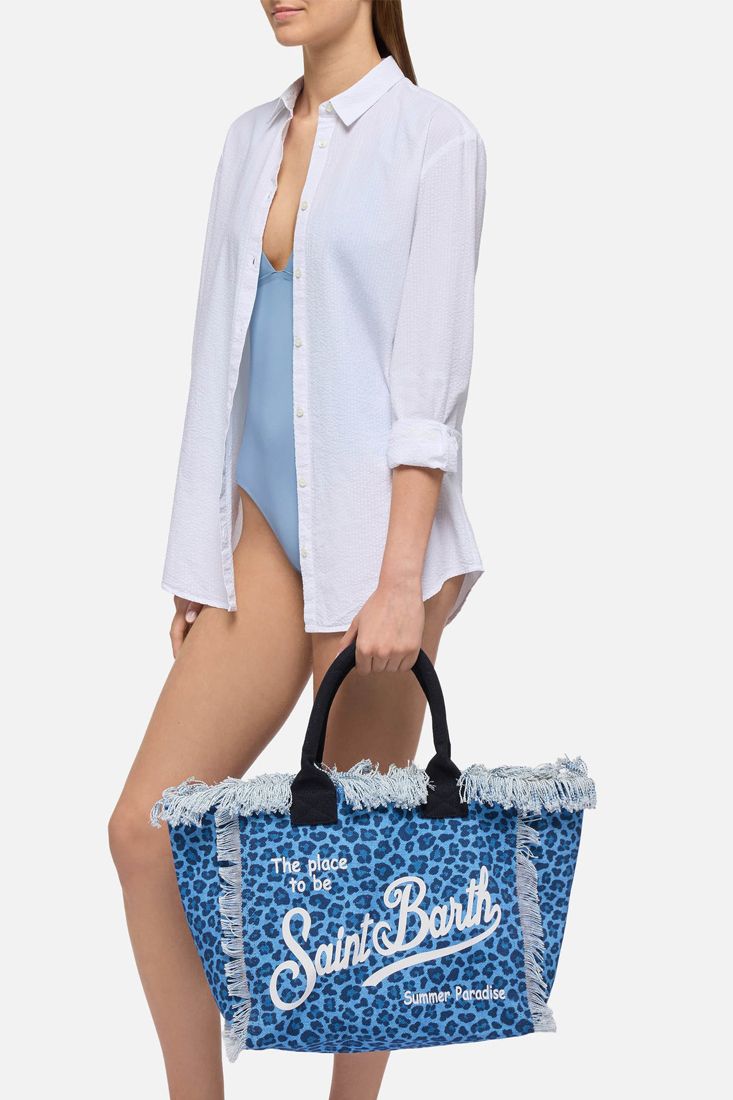 Sac fourre-tout en toile de coton MC2 Saint Barth Vanity | Denim Leo