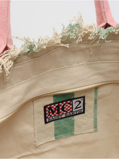 MC2 Saint Barth Vanity Canvas Bag | Green/ Pink