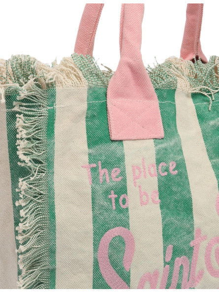 MC2 Saint Barth Vanity Canvas Bag | Green/ Pink