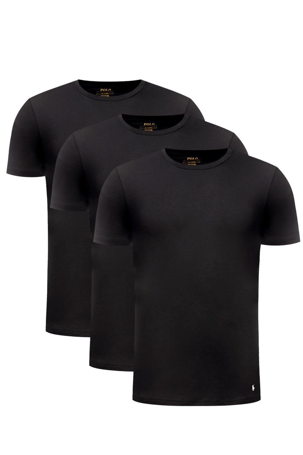 Ralph Lauren Slim Μπλουζάκι Λαιμόκοψη Πακέτο των 3 | Μαύρο