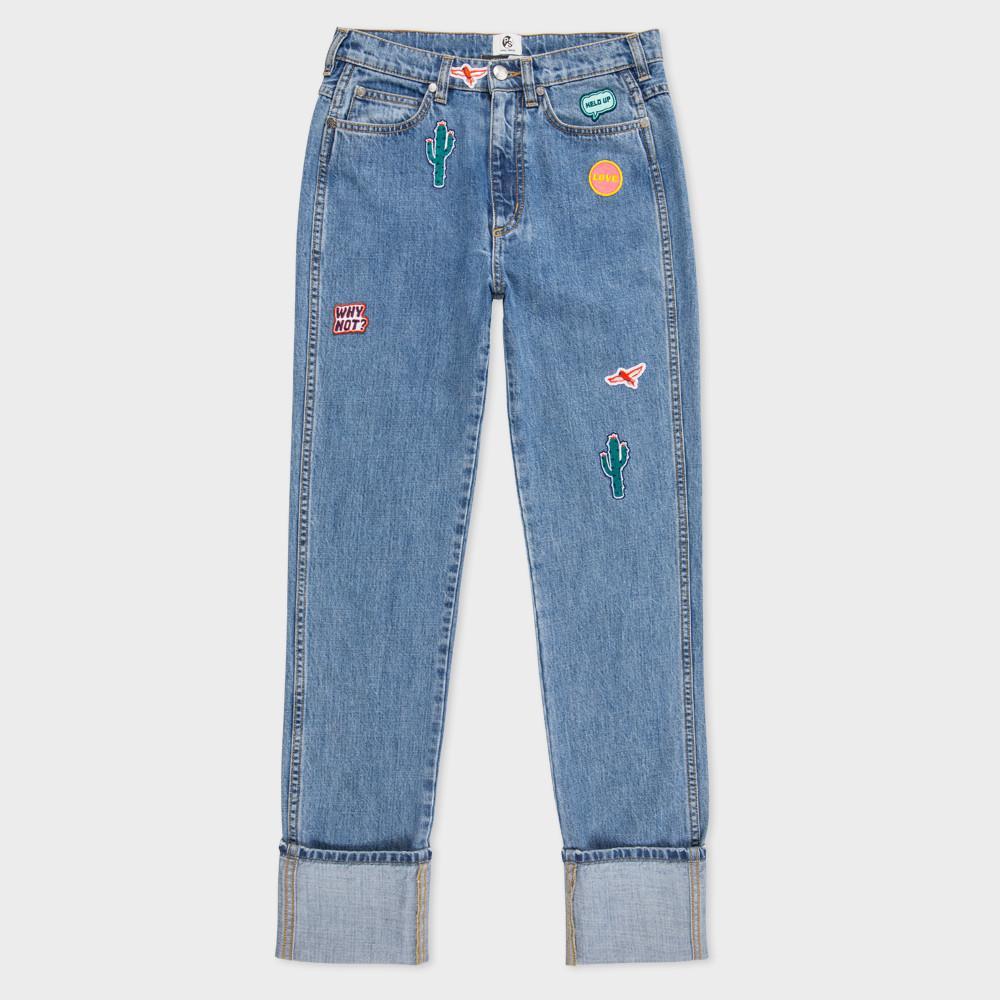 保罗·史密斯牛仔裤 直筒卷边款 带刺绣贴片: JEANS – 产品图