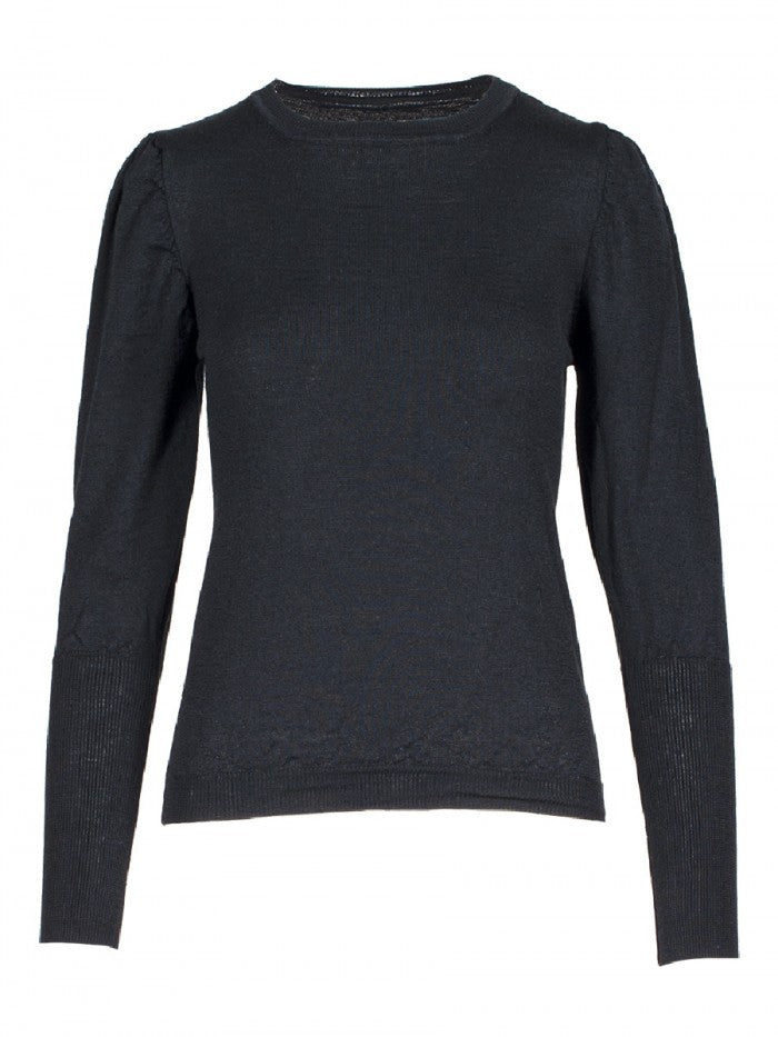 Anonyme Sweater Ruffled Sleeve in Black – side view
