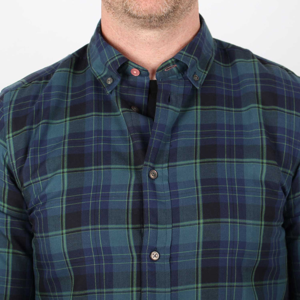 Paul Smith Shirt Checked Tailored Fit in Green / Blue – side view