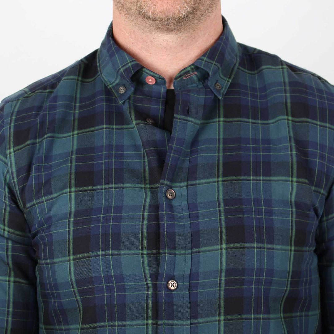Paul Smith Shirt Checked Tailored Fit in Green / Blue – side view