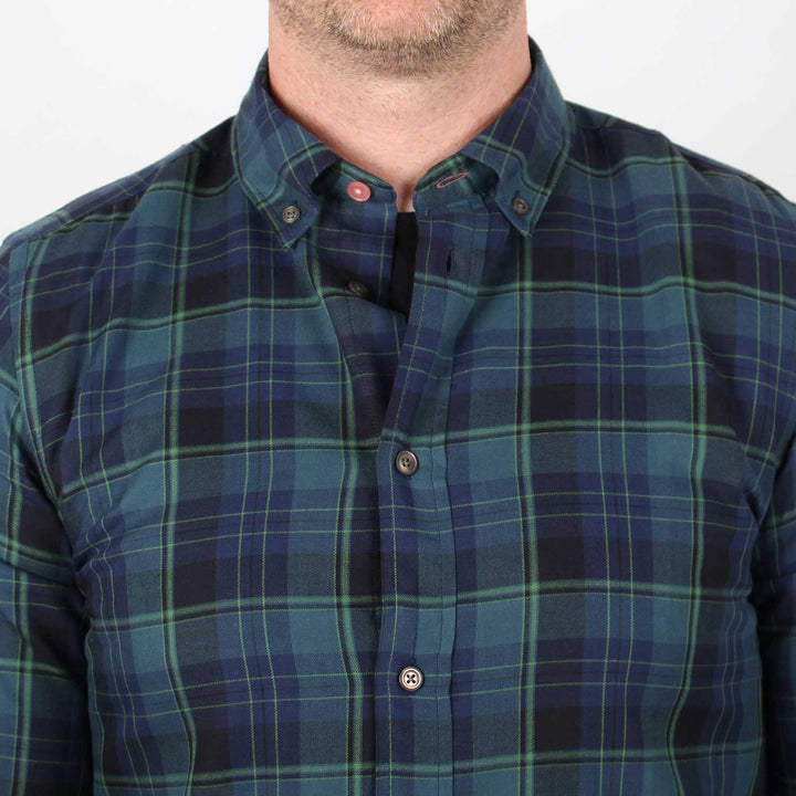 Paul Smith Shirt Checked Tailored Fit in Green / Blue – side view
