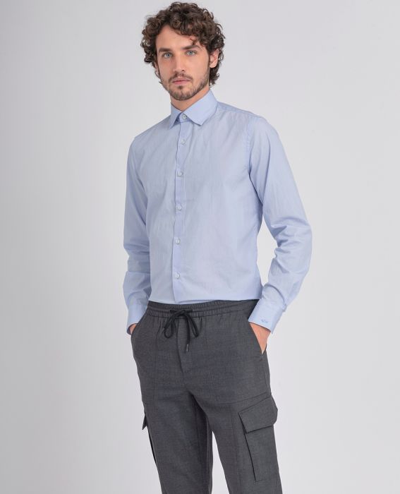 Paul & Shark Cotton Poplin Shirt in Light Blue – product view