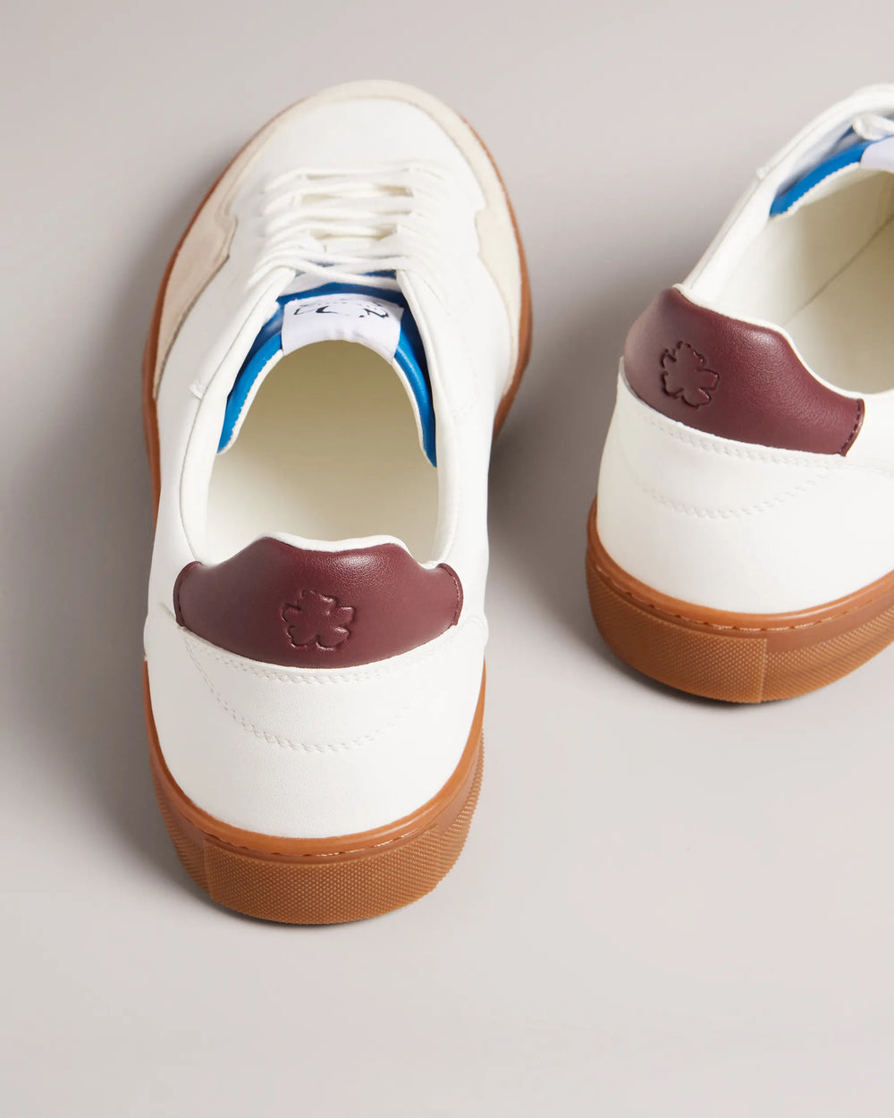 Ted Baker Barkerl Leather and Suede Trainers in White – back view