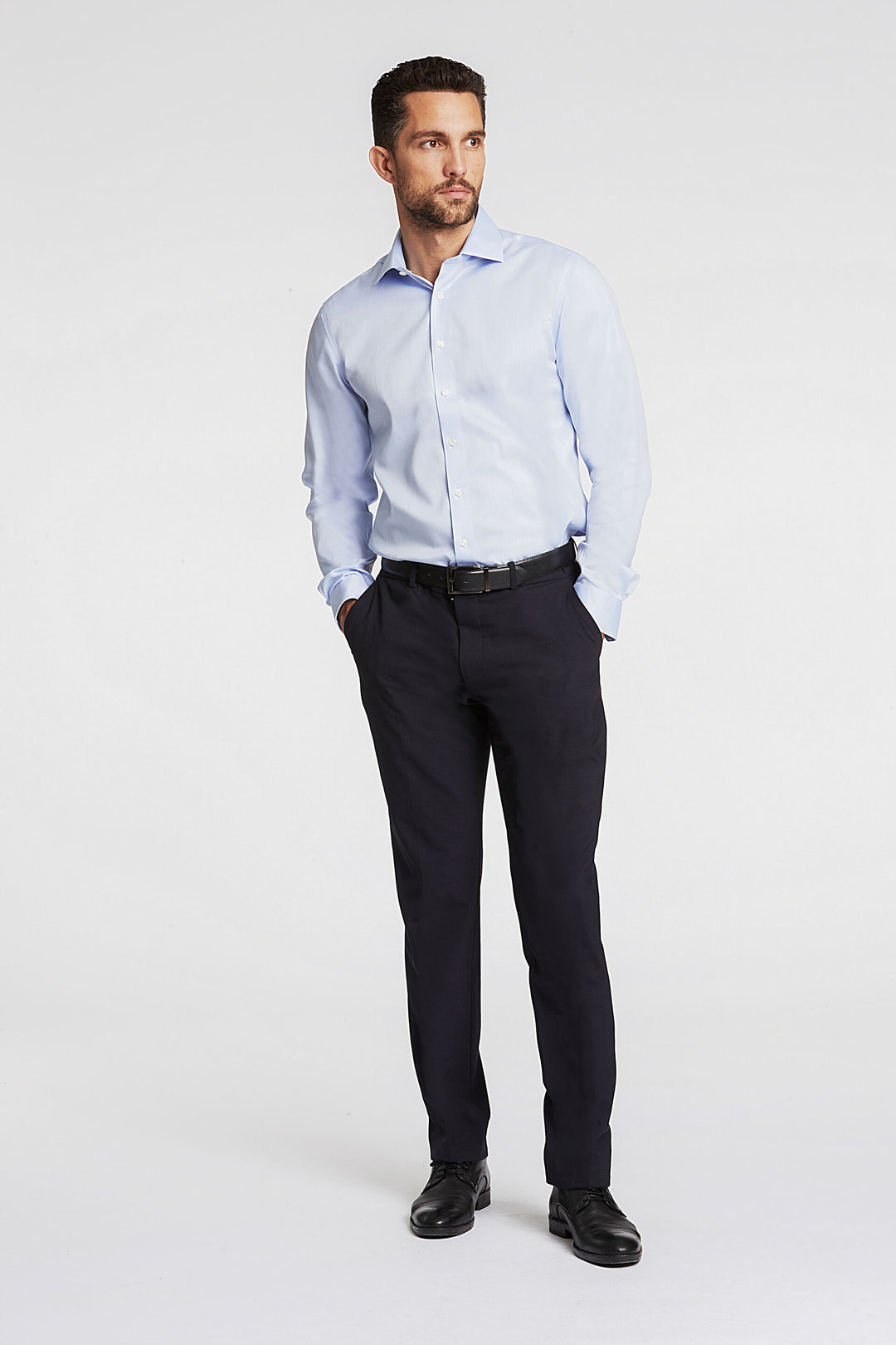 Camisa Lindbergh lisa de sarga fina, que no necesita Non: Azul claro – vista alternativa