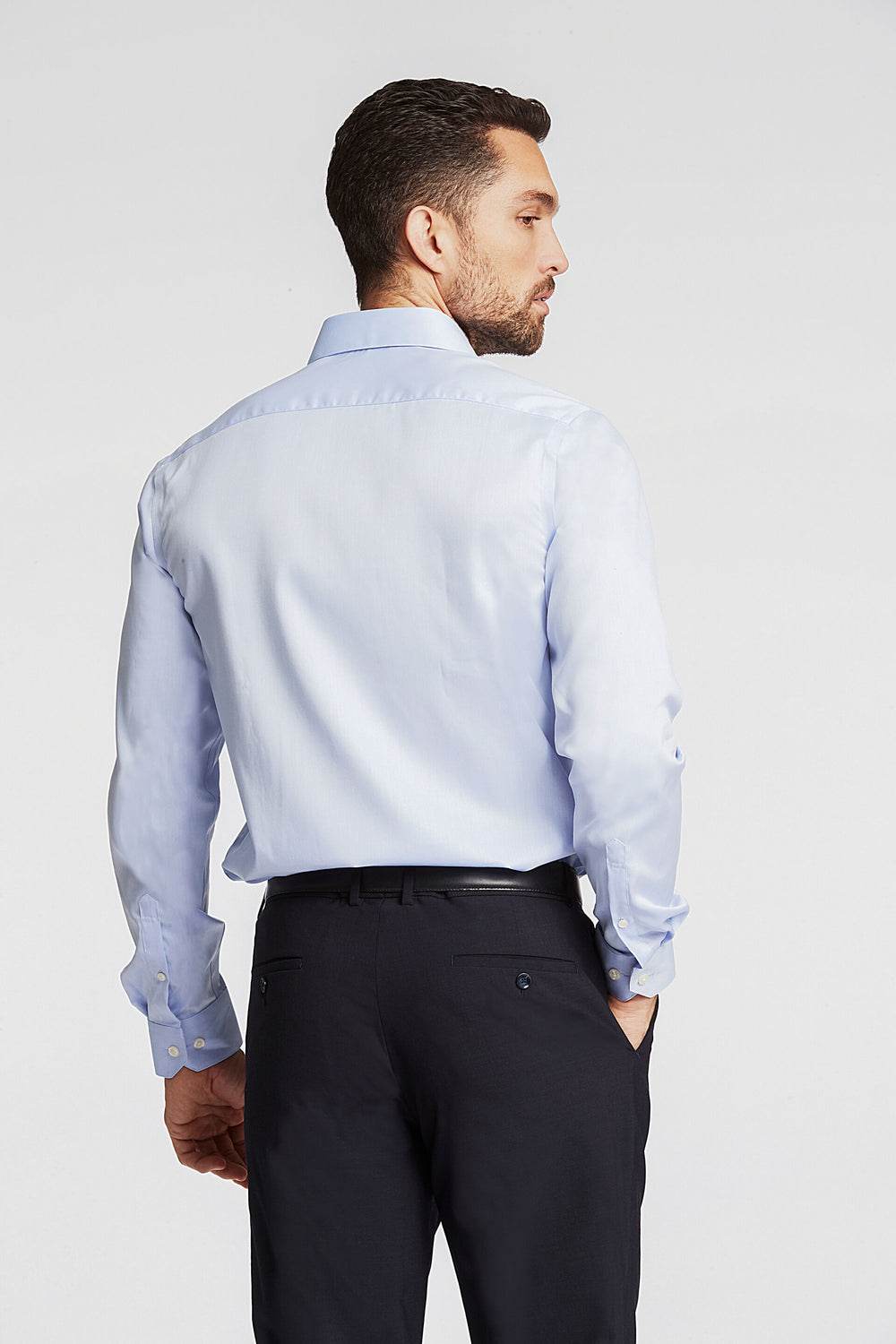 Camisa Lindbergh lisa de sarga fina, que no necesita Non: Azul claro – vista alternativa