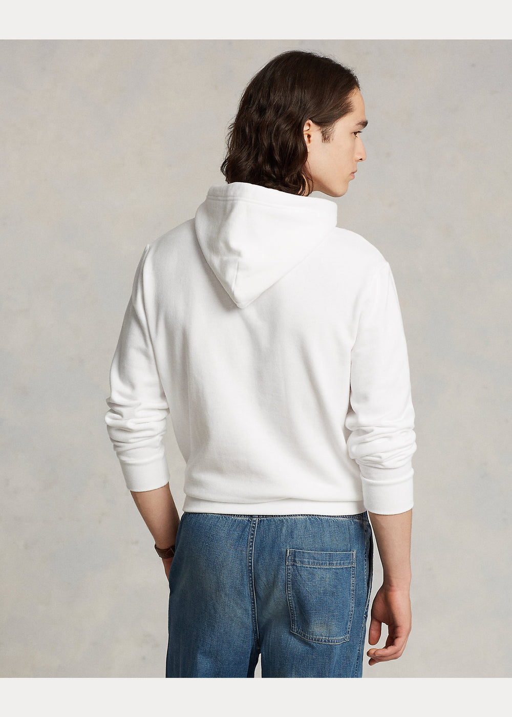 Ralph Lauren Ombré Big Pony Fleece Hoodie in White – lifestyle view