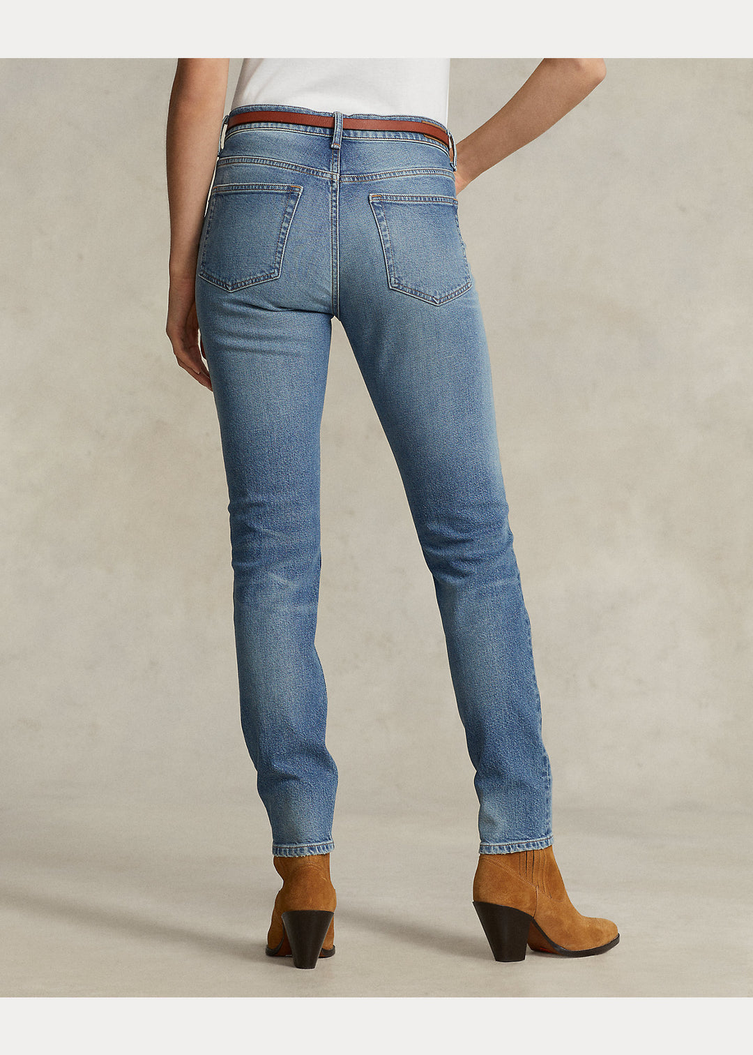 Ralph Lauren Mid-Rise Skinny Jeans in Antares Wash – lifestyle view
