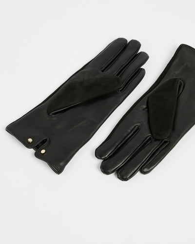 Ted Baker Arlett Whipstitch Σουέντ Γάντια | Μαύρο