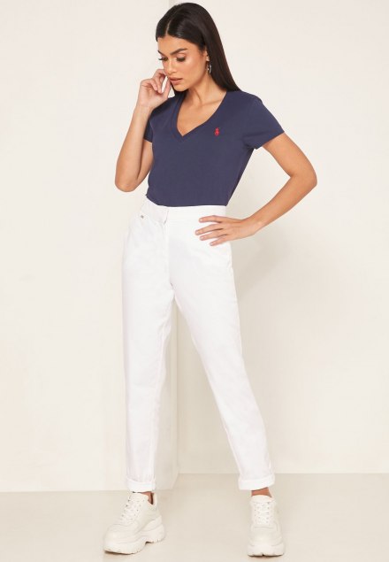 Ralph Lauren Βαμβακερό Τζέρσει T-Shirt με V | Σκούρο Μπλε