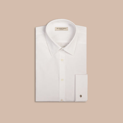 Burberry Men's Shirt Burberry Shirt Slim Fit Double-cuff Cotton Poplin | WHITE
