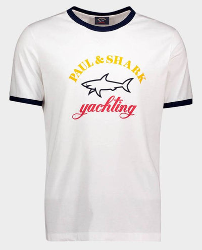 Paul & Shark T-Shirt από Οργανικό Βαμβάκι με Τυπωμένο Λογότυπο | Λευκό