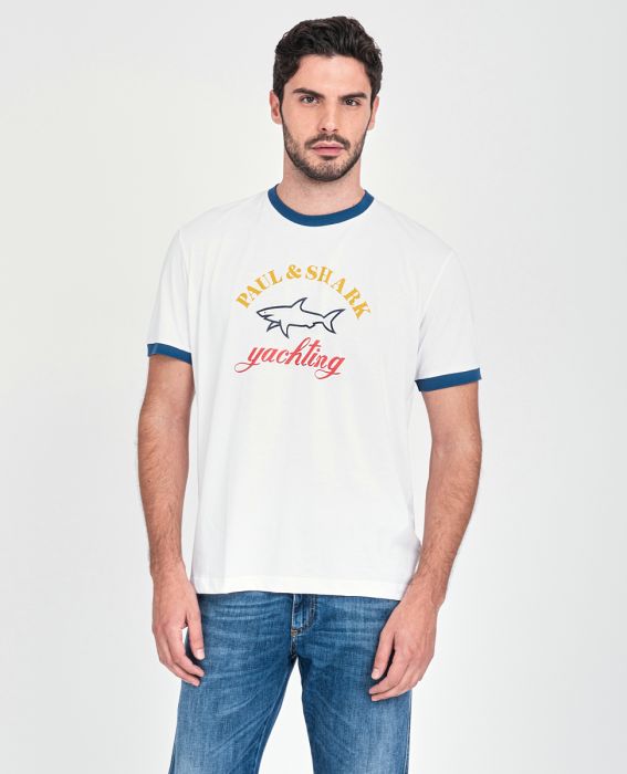 Paul & Shark T-Shirt από Οργανικό Βαμβάκι με Τυπωμένο Λογότυπο | Λευκό