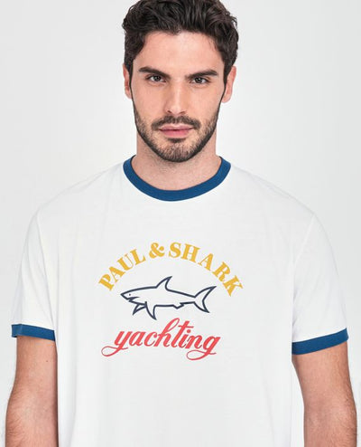 Paul & Shark T-Shirt από Οργανικό Βαμβάκι με Τυπωμένο Λογότυπο | Λευκό