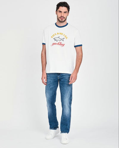 Paul & Shark T-Shirt από Οργανικό Βαμβάκι με Τυπωμένο Λογότυπο | Λευκό