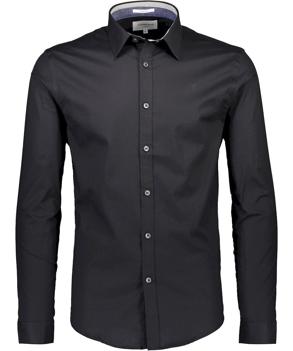 Lindbergh Men's Shirt Lindbergh Shirt Plain Stretch | BLACK