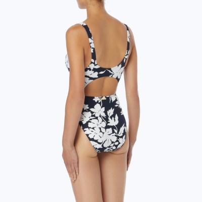 Michael Kors Women's Swimwear Michael Kors Swimwear Cut Out One Piece Floral Vine | Black / White