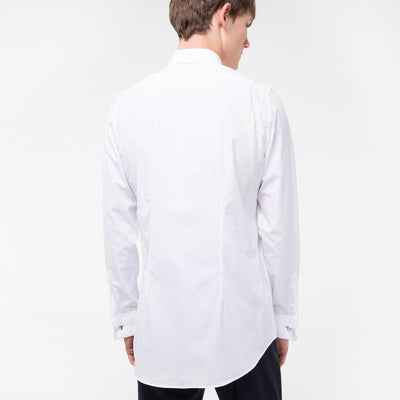 Paul Smith Men's Shirt Paul Smith Shirt Tailored-Fit Pleat-Front Cotton Evening | WHITE