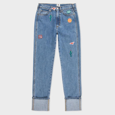 Paul Smith Women's Jeans Paul Smith Jeans Straight-Leg Turn-Up With Embroidered Patches | JEANS