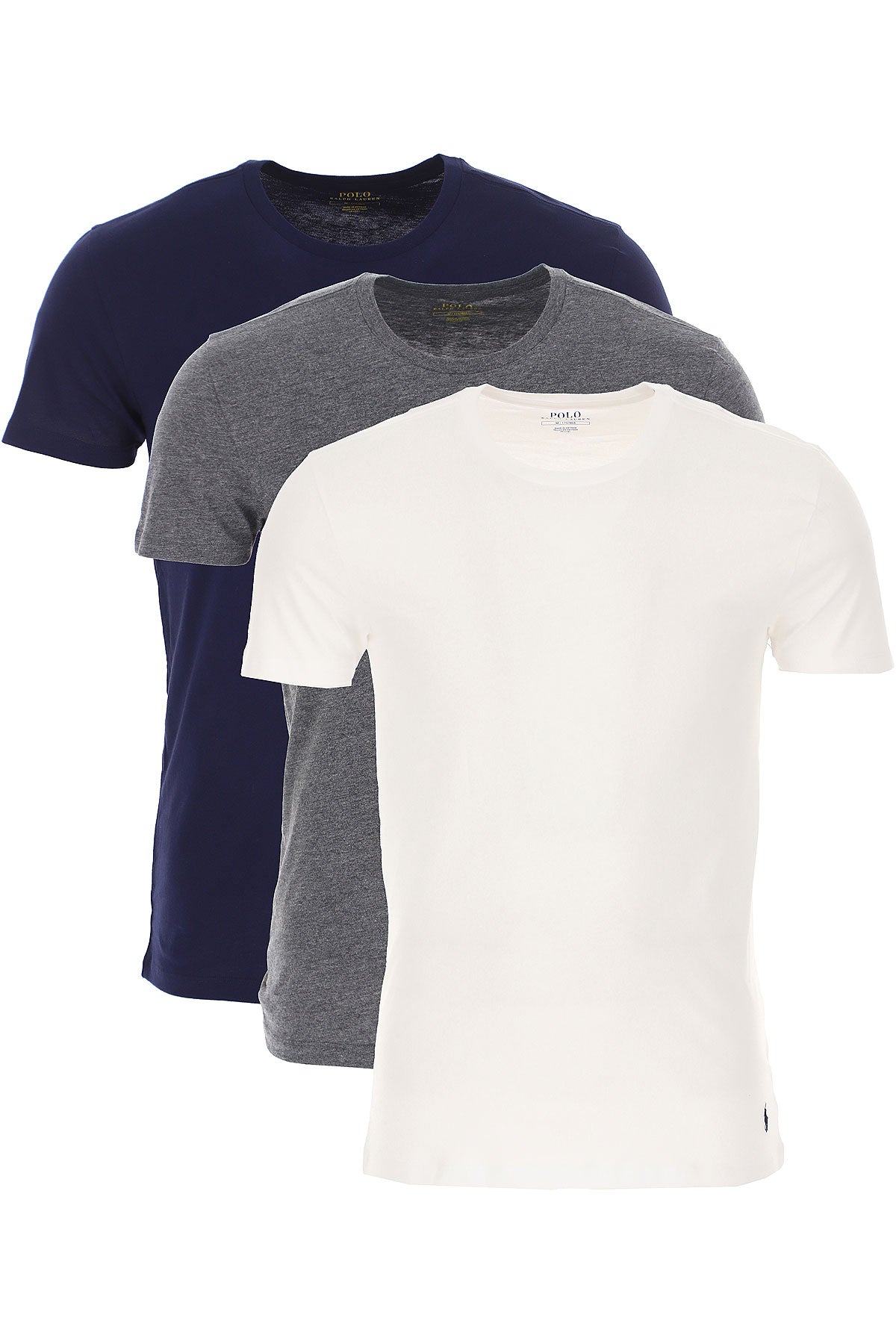 Ralph Lauren Slim Μπλουζάκι Λαιμόκοψη Πακέτο των 3 | Σκούρο Μπλε/Λευκό/Ανθρακί
