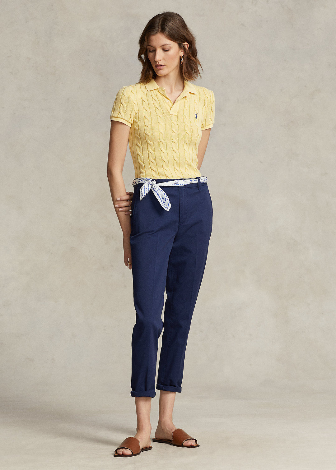 Ralph Lauren Cropped Slim Fit Τσίνο Παντελόνι | Σκούρο Μπλε
