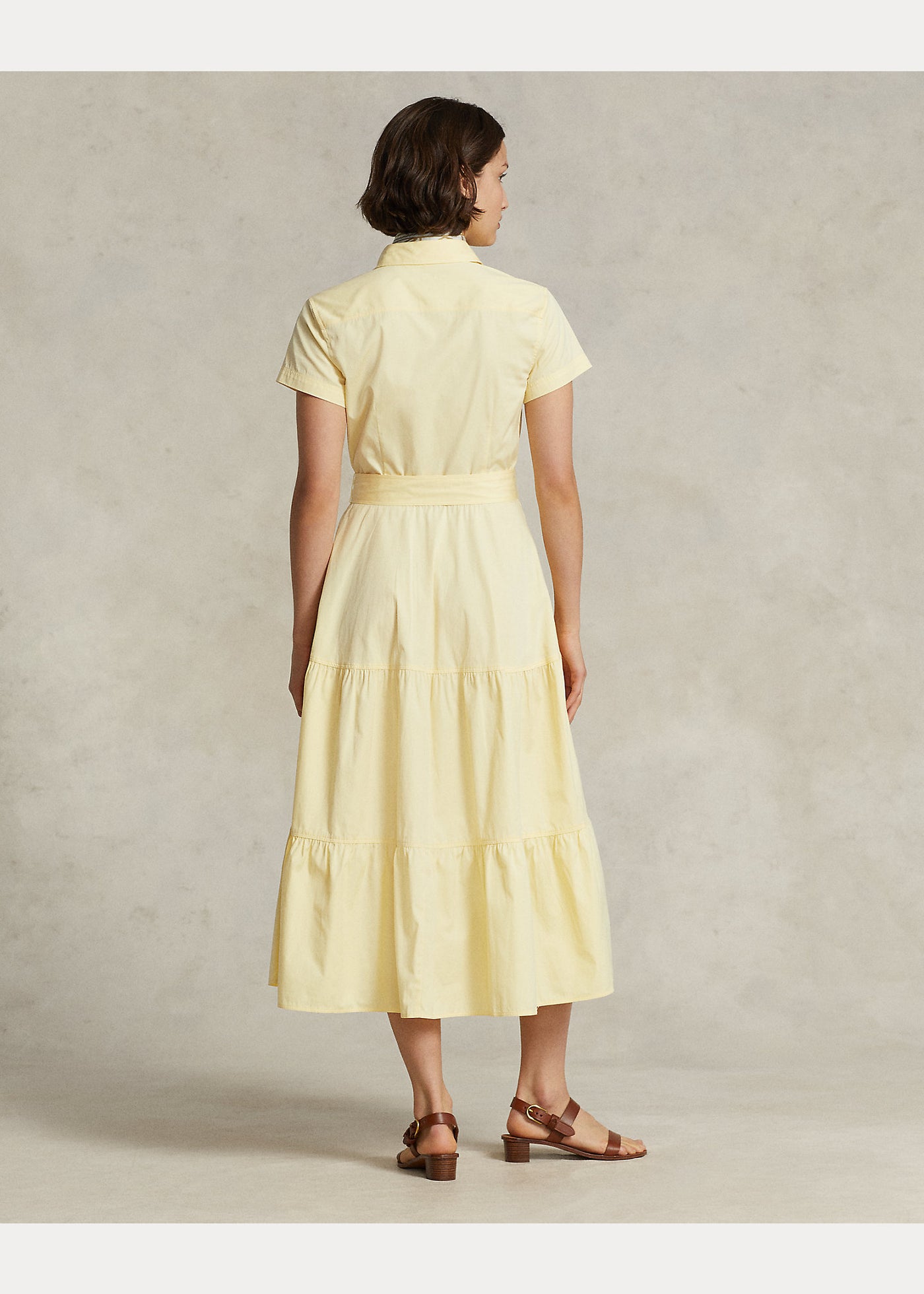 Ralph Lauren Βαμβακερό Φόρεμα με Ζώνη | Κίτρινο