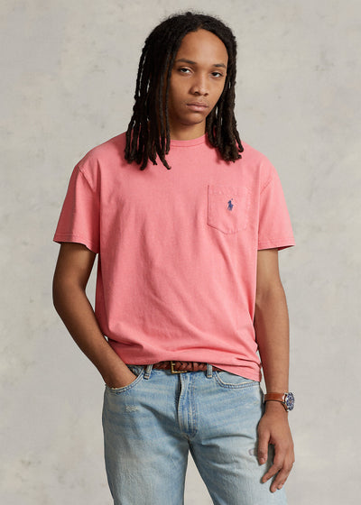 Ralph Lauren Classic Fit Βαμβακερό-Λινό T-Shirt με Τσέπη | Ροζ