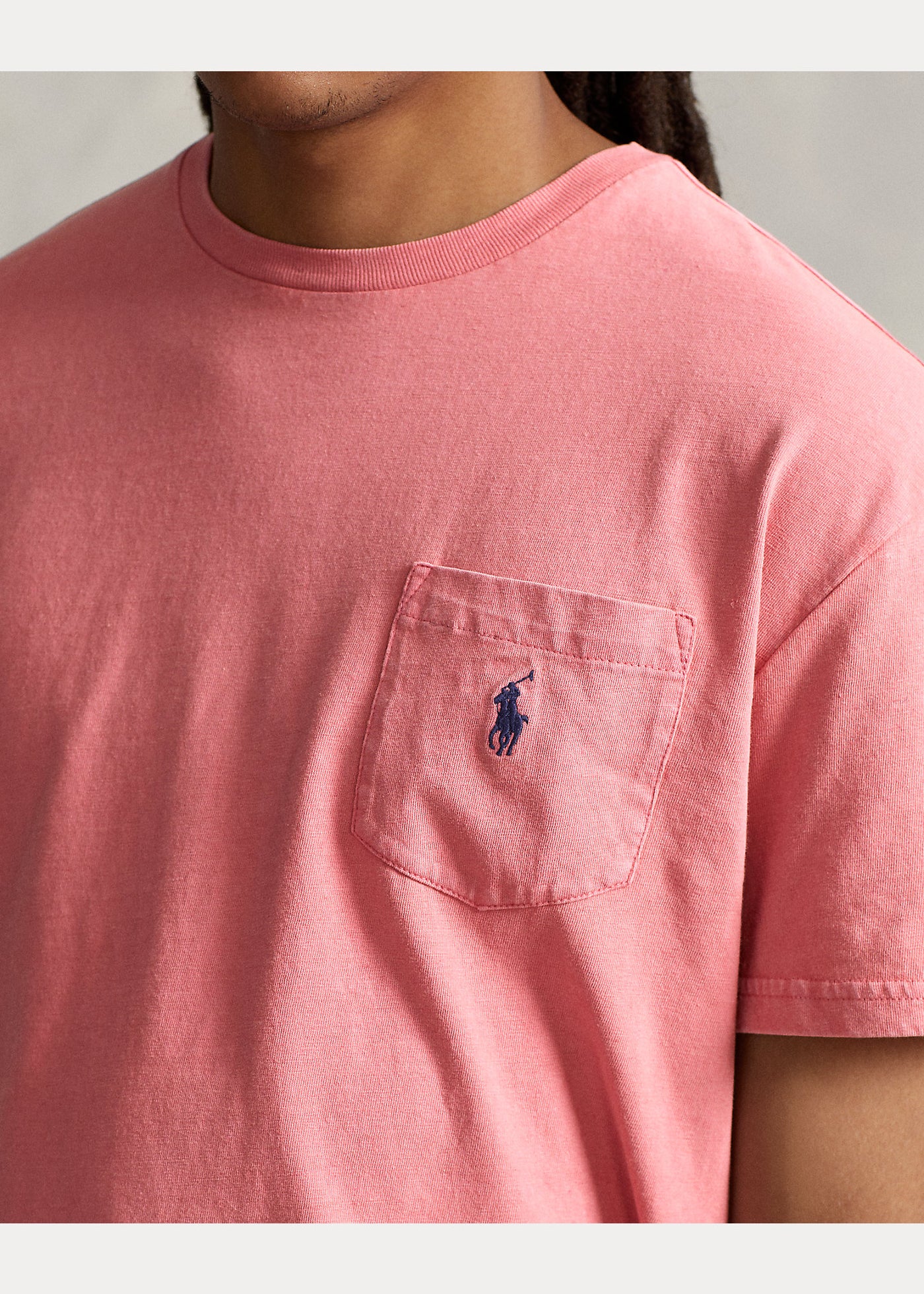 Ralph Lauren Classic Fit Βαμβακερό-Λινό T-Shirt με Τσέπη | Ροζ