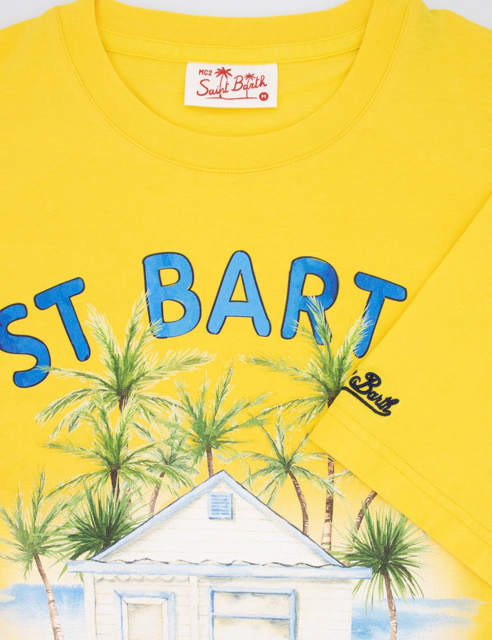 MC2 Saint Barth Βαμβακερό T-shirt με Τύπωμα Surf Cabin | Κίτρινο